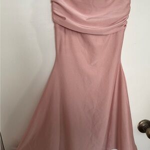 Strapless Rose Pink Satin A-Line Dress